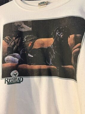 RedHead Vintage Cream Sweatshirt with Black Labrador and Duck Graphic